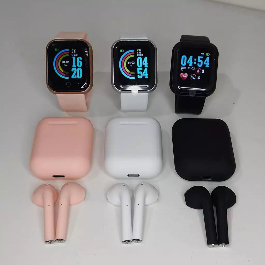 Combo Inteligente: Smartwatch Y68 + Audífonos I12 al Mejor Precio